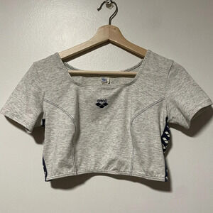 Arena Women’s Grey Crop Top with Blue  Accent Detail